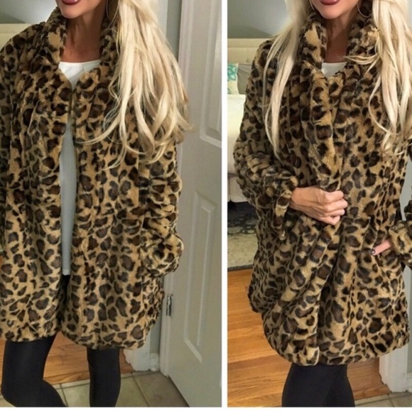 ANIMAL PRINT FAUX FUR COAT🍁 - Picture 3 of 5